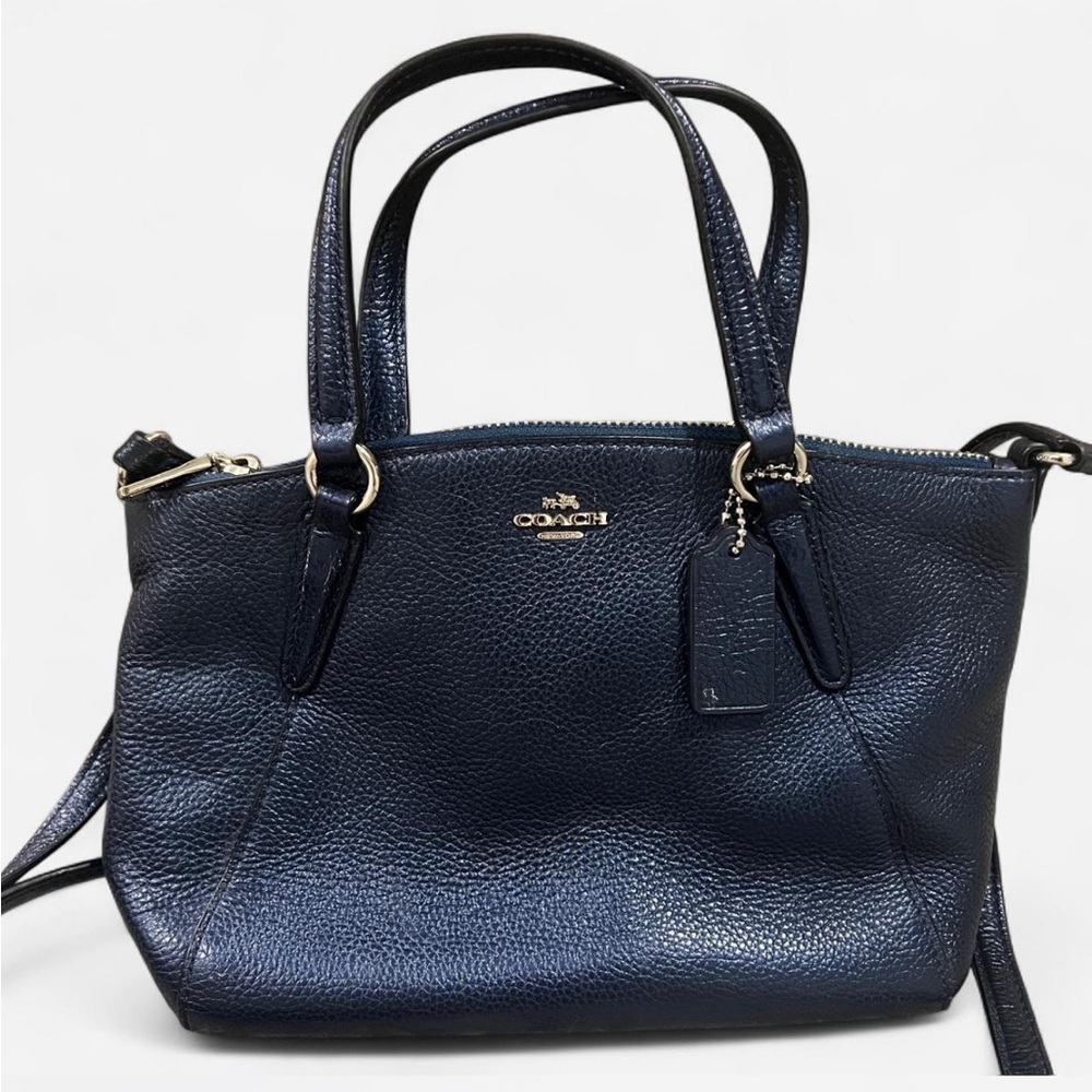 Coach Blue Shoulder Bag Pebbled Leather